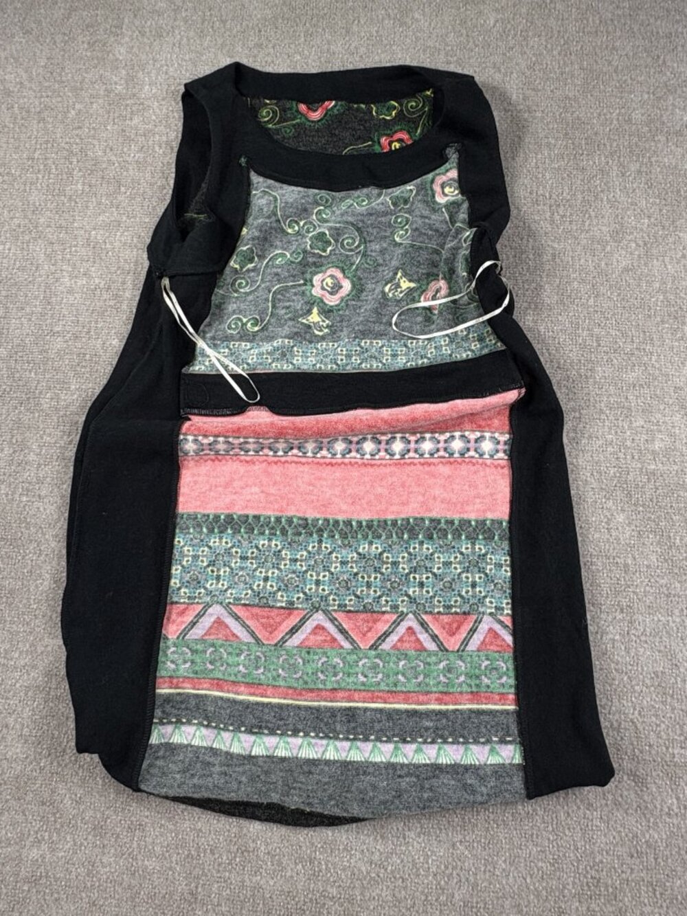 Aryeh Women’s Sleeveless Knit Sweater Dress XL Boho Floral Geo, 33" Pockets - Picture 13 of 16